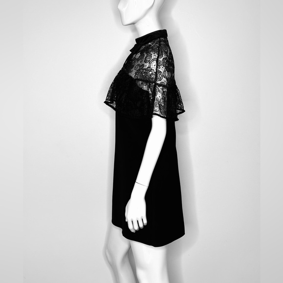 SELF POTRAIT Black Cape Dress  Lace Mini Dress US 10 - Picture 5 of 10